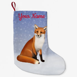 Petite Chaussette De Noël Fox rouge dans le bas de Noël de neige