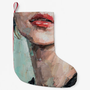 Petite Chaussette De Noël Fragment de peinture artistique. Portrait d'une fi