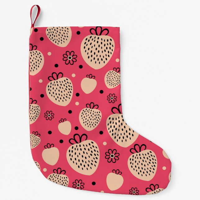 Petite Chaussette De Noël fraise rose sans couture motif (Devant)