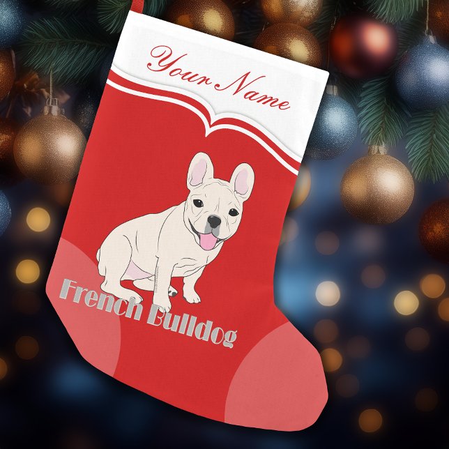 Petite Chaussette De Noël Français Bulldog mignonne Crème blanche Frenchie (French Bulldog Christmas stocking)