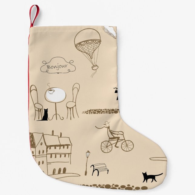 Petite Chaussette De Noël Français rose : Design Motif chic. (Devant)