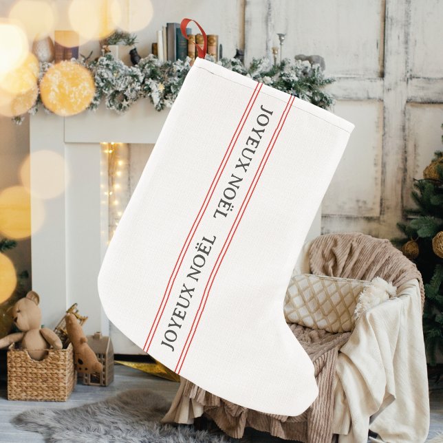 Petite Chaussette De Noël Français traditionnel Joyeux Noël Red Stripe (Créateur téléchargé)