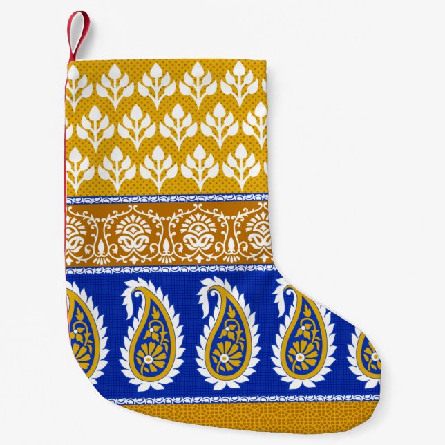 Petite Chaussette De Noël Frontière traditionnelle indienne paisley (Devant)