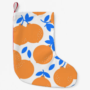 Petite Chaussette De Noël Fruit orange : Motif exquis bleu-bracelet.