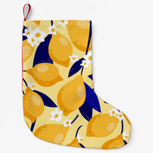 Petite Chaussette De Noël Fruits vintages au citron : motif alimentaire.