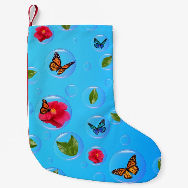 Petite Chaussette De Noël Frutiger Aero Butterfly Bubbles Christmas Stocking (Devant)
