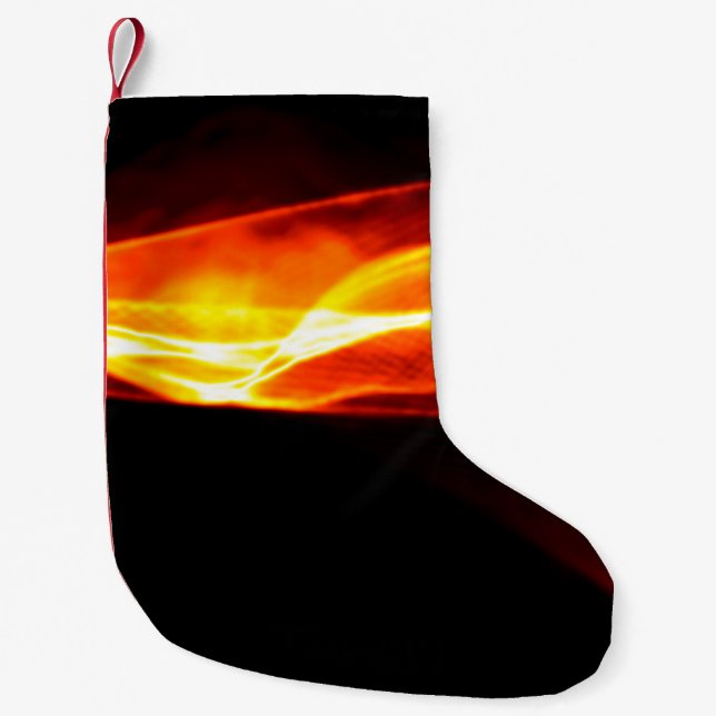 Petite Chaussette De Noël Fumée rouge Abstraite Feu sur arrière - plan noir. (Devant)