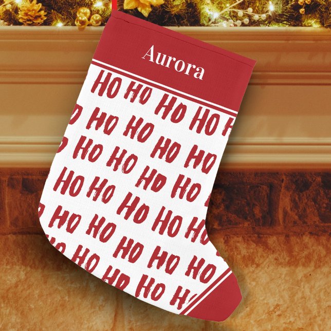 Petite Chaussette De Noël Fun Ho Ho Ho Texte Red Holiday Motif (Créateur téléchargé)