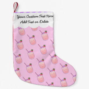 Petite Chaussette De Noël Fun Strawberry Cute Kawaii Pixel Girl Pastel rose
