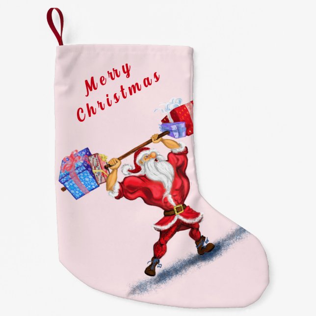 Petite Chaussette De Noël Funny Christmas Stocker Bodybuilder Père Noël Cade (Devant)