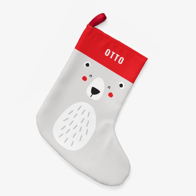 Petite Chaussette De Noël Funny mignon ours polaire personnalisé pour enfant (Devant (Accrochage))