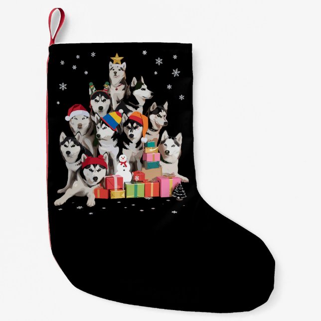 Petite Chaussette De Noël Funny Siberian Husky Christmas Tree Pet Dog Lover  (Devant)