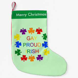 Petite Chaussette De Noël Gay Fier irlandais LGBT Rainbow Shamrocks Custom