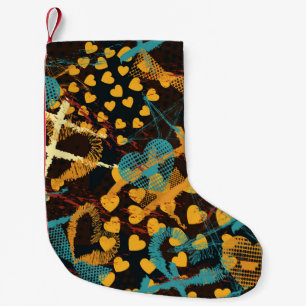 Petite Chaussette De Noël Géométrie des étoiles du coeur : Motif Vintage amu