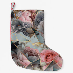Petite Chaussette De Noël Géométrie en cristal floral, fond lumineux aquarel