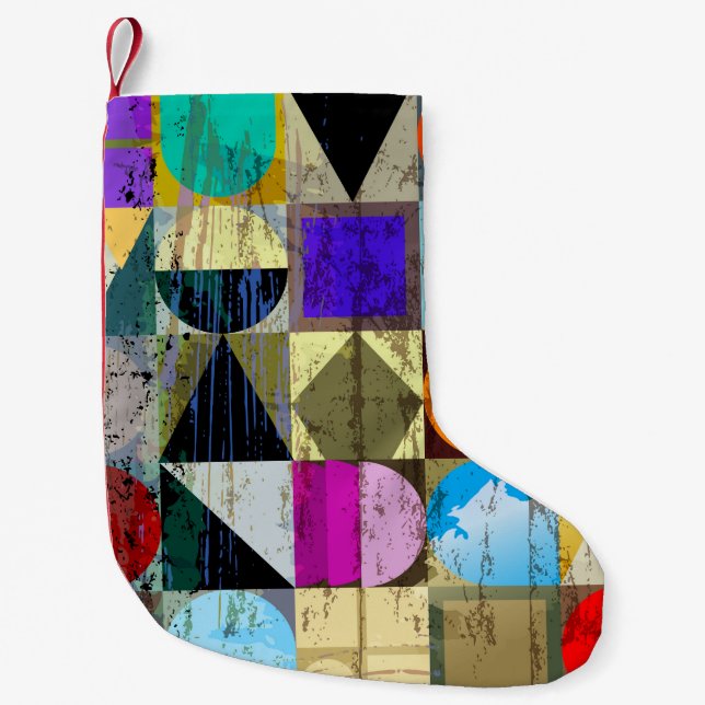 Petite Chaussette De Noël Géométrique Abstraite : contours et échelles (Devant)