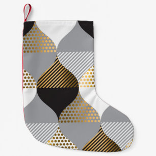 Petite Chaussette De Noël Géométrique de luxe : noir, or motif