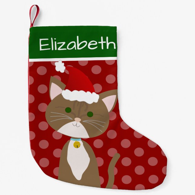 Petite Chaussette De Noël Gingembre Tabby Chat Petit Stocker Noël (Devant)