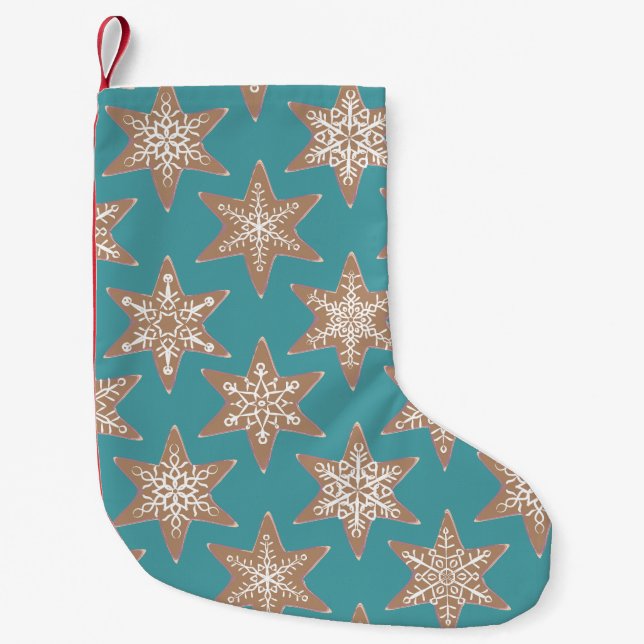 Petite Chaussette De Noël Gingerbread Stars Christmas Stocking (Green) (Devant)