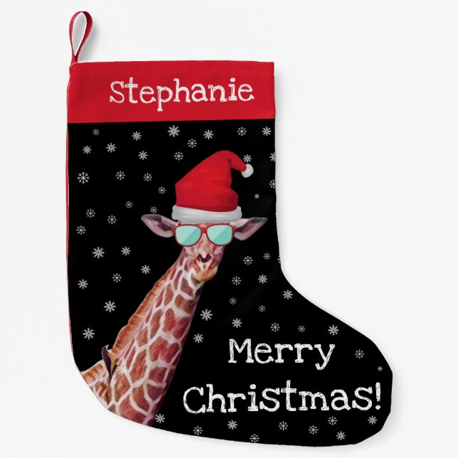 Petite Chaussette De Noël Girafe personnalisée amusante portant Noël Noël No (Devant)