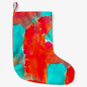 Petite Chaussette De Noël girafe sans couture, bleu, orange aquarelliste