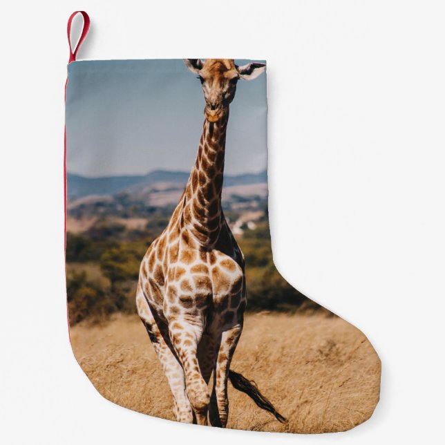 PETITE CHAUSSETTE DE NOËL GIRAFFE ENTOURÉ DE GRASS BROWN (Devant)