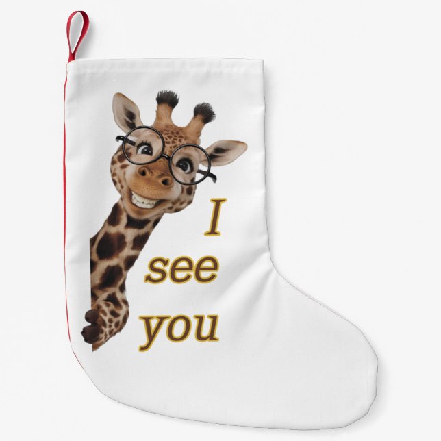 Petite Chaussette De Noël Giraffe.Text.Je vous vois (Devant)