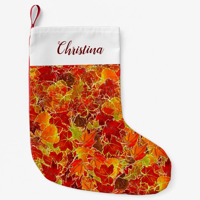 Petite Chaussette De Noël Glittery Fall Maple Feuilles (Devant)