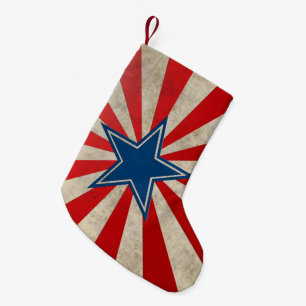 Petite Chaussette De Noël Gloire vieillissante - Rouge, Blanc et Bleu Étoile