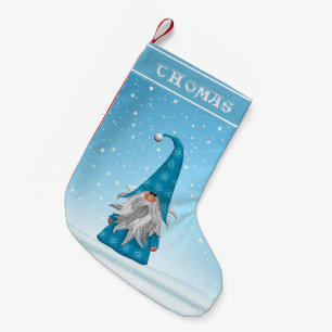 Petite Chaussette De Noël Gnome en costume bleu