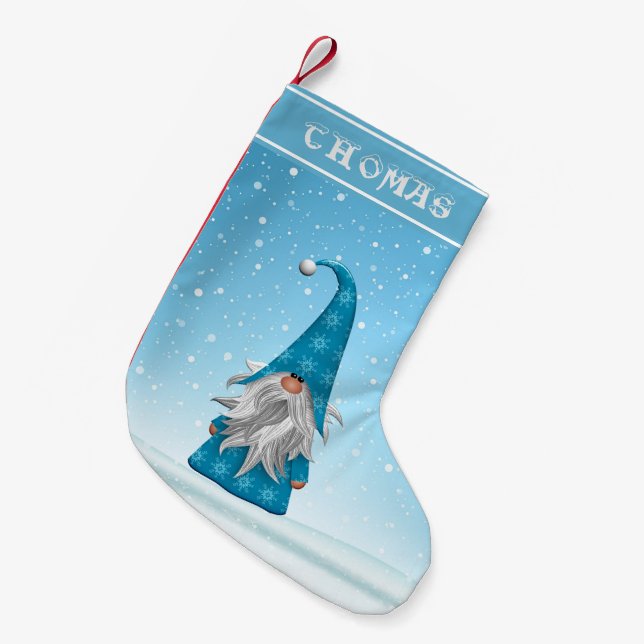 Petite Chaussette De Noël Gnome en costume bleu (Devant (Accrochage))