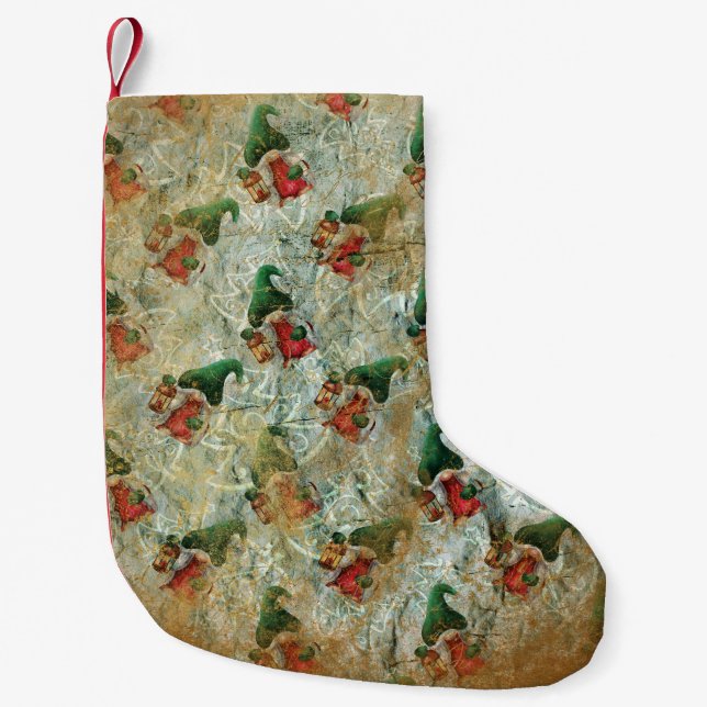 Petite Chaussette De Noël Gnome rustique de Noël avec Motif d'arbre à lanter (Devant)