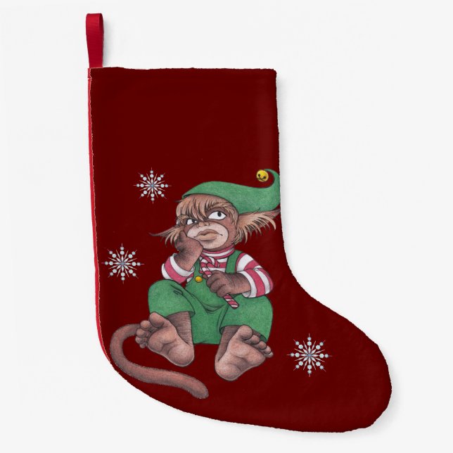 Petite Chaussette De Noël Gnome Singe de Noël (Devant)