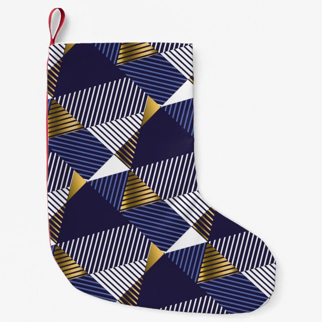 Petite Chaussette De Noël Gold Blue Luxe : Motif géométrique sans couture (Devant)