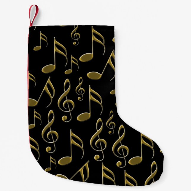 Petite Chaussette De Noël Gold Music Note Treble Clef Musical (Devant)