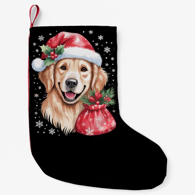 Petite Chaussette De Noël Golden Retriever Chien Noël Fête de Noël Light (Devant)
