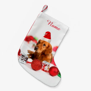 Petite Chaussette De Noël Golden Retriever Chien W Red Santa Chapel Noël