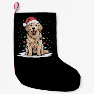 Petite Chaussette De Noël Golden Retriever Père Noël Arbre de Noël Lumières 
