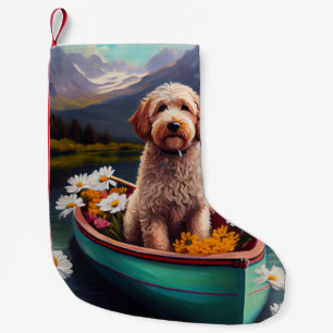 Petite Chaussette De Noël Goldendoodle sur une pagaie : Une aventure pittore