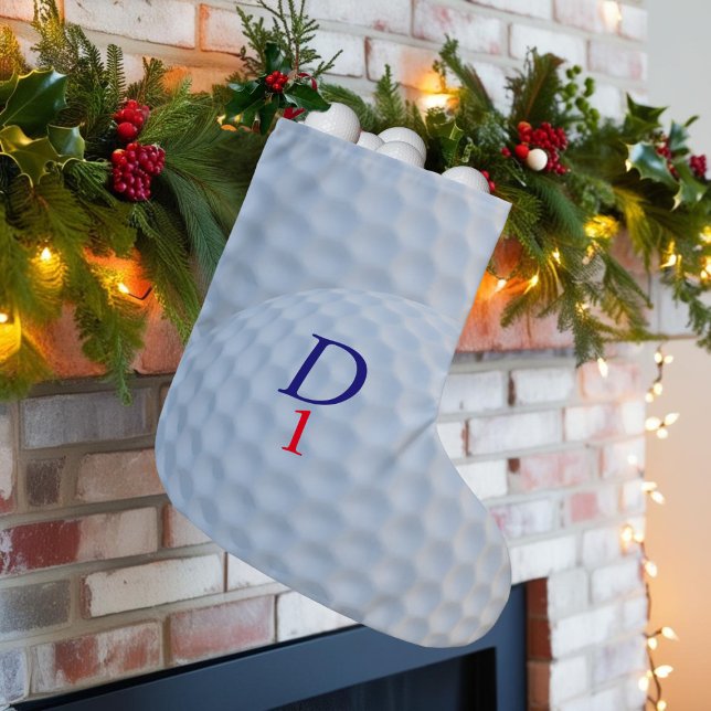 Petite Chaussette De Noël Golfeur Noël Stocking Blanc Dimplé Golf Ball (Suitable for the Golfing Dad (or Mom) to hang merrily on high for Santa to fill with golf gifts.)