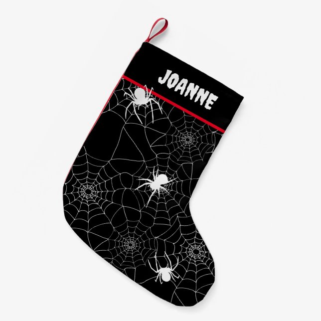 Petite Chaussette De Noël Goth Spiders et Cobwebs Halloween (Devant (Accrochage))