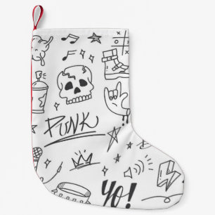 Petite Chaussette De Noël Graffiti Doodles : Punk Music Scribble
