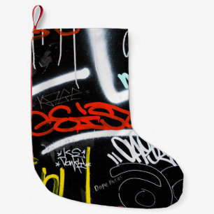 Petite Chaussette De Noël Graffiti noir et multicolore