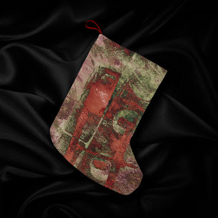 Petite Chaussette De Noël Graffiti peint Grunge Automne Rouge Vert rouille
