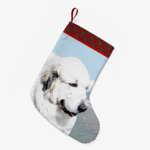 Petite Chaussette De Noël Grande peinture pyrénéenne - Art original du chi