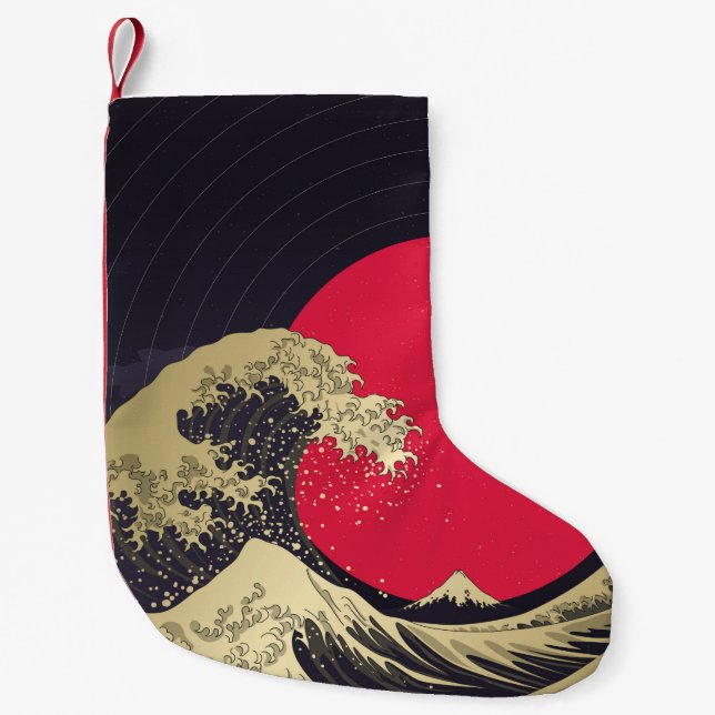 Petite Chaussette De Noël "Grande vague de kanagawa". Hokusai, vague japonai (Devant)