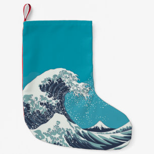 Petite Chaussette De Noël Grande vague et Mont Fuji vintage bois japonais