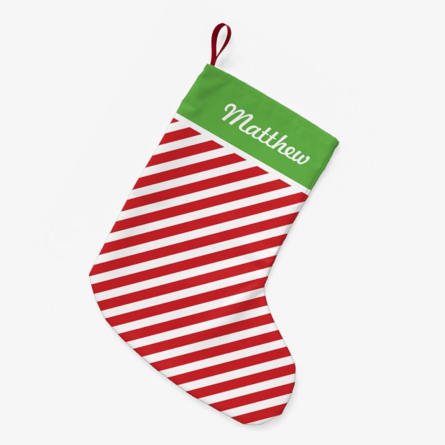 Petite Chaussette De Noël Grandes vacances rouges et vertes Monogrammes (Devant (Accrochage))