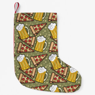 Petite Chaussette De Noël Graphique de bière et de pizza