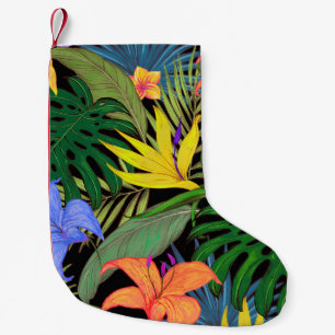 Petite Chaussette De Noël Graphique de fleur d'Aloha de Hawaii tropical